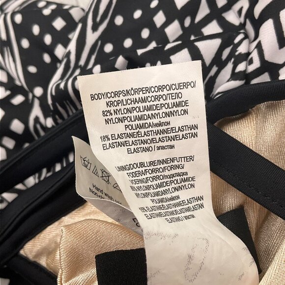 Maxine Hollywood 1pc‎ Swimsuit Women 12 Black White Ruffle Lagenlook Bra Pads - Picture 8 of 8